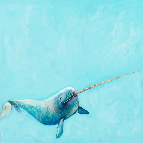 Happy Narwhal Stretched Canvas Wall Art