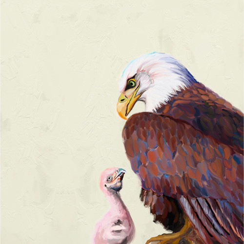 Eagle and Baby Stretched Canvas Wall Art