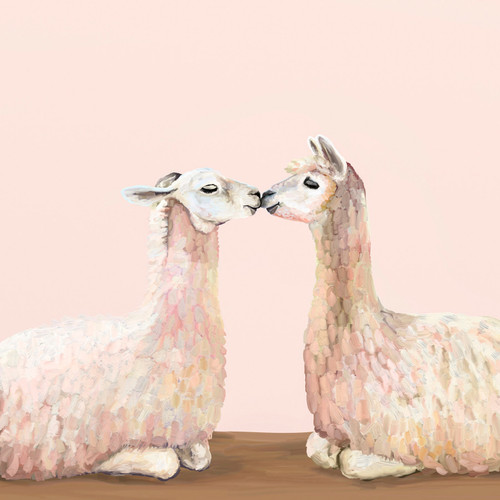 Llama Kisses Stretched Canvas Wall Art