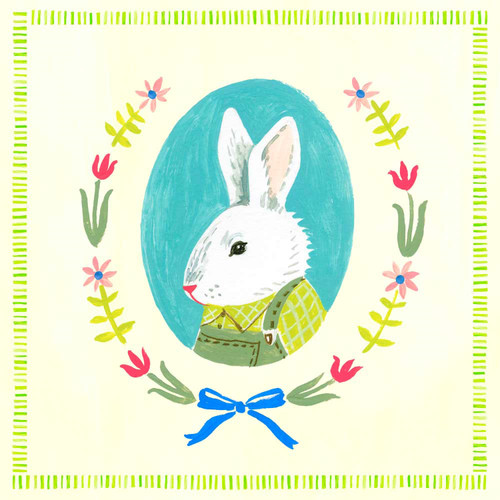 Portraits Of The Spring - Rabbit Stretched Canvas Wall Art