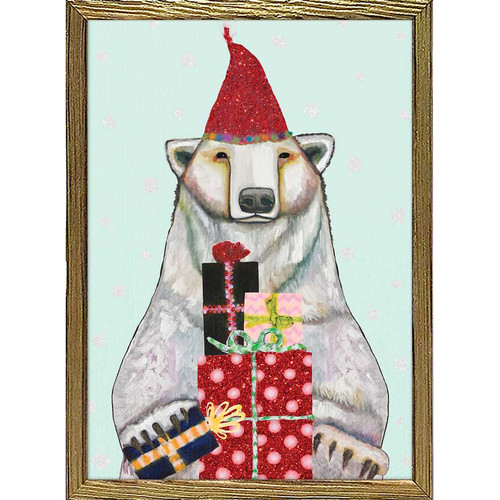 Holiday - Polar Bear Embellished Mini Framed Canvas