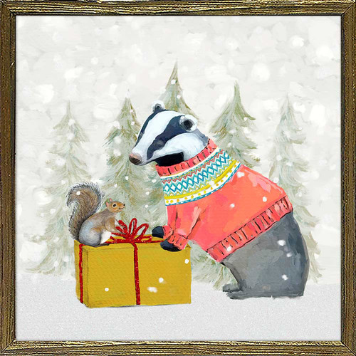 Holiday - Santa Claws Badger Embellished Mini Framed Canvas