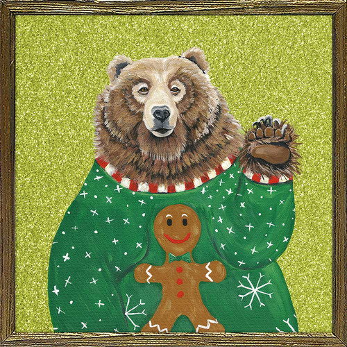 Holiday - Herb The Bear Embellished Mini Framed Canvas