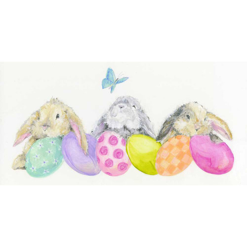 Bunny With Eggs - Narrow Stretched Canvas Wall Art