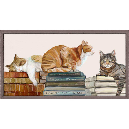Cats On Books Mini Framed Canvas