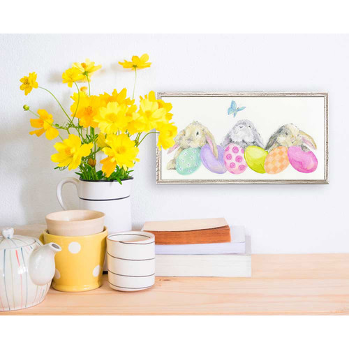 Bunny With Eggs - Narrow Mini Framed Canvas