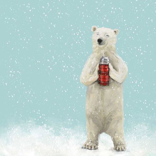 Holiday - Hot Cocoa Polar Bear Stretched Canvas Wall Art