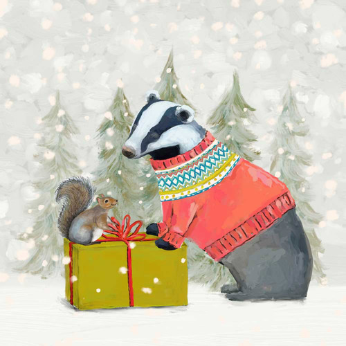 Holiday - Santa Claws Badger Stretched Canvas Wall Art