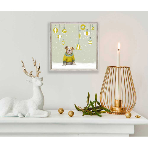 Holiday - Holiday Party Bulldog Mini Framed Canvas