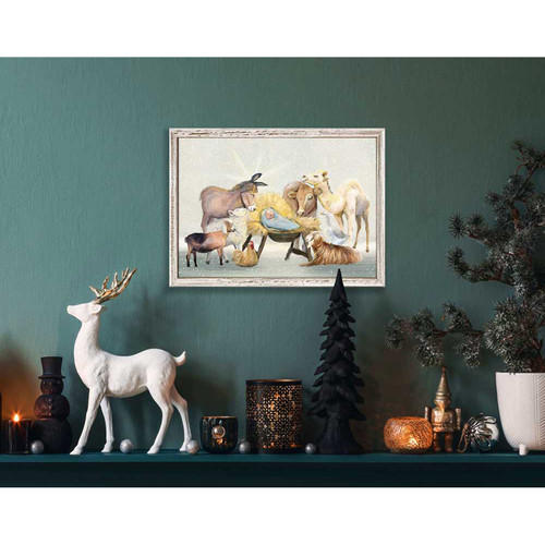 Holiday - Nativity Animals Light Sky Mini Framed Canvas