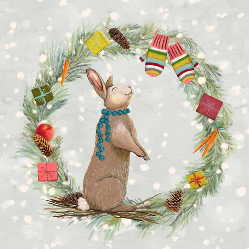 Holiday - Santa Claws Bunny Stretched Canvas Wall Art