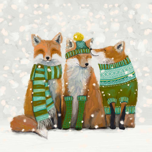 Holiday - Santa Claws Fox Trio Stretched Canvas Wall Art