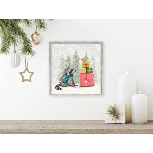 Holiday - Santa Claws Raccoon Mini Framed Canvas