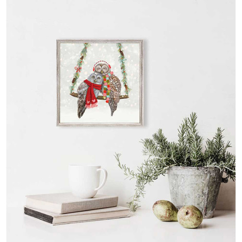 Holiday - Santa Claws Owl Pair Mini Framed Canvas