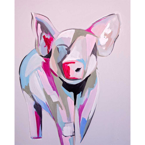 Lively Livestock - Pig Stretched Canvas Wall Art
