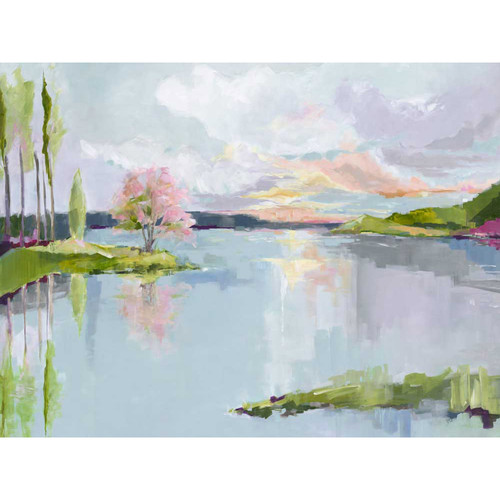 Lake View Sunset Stretched Canvas Wall Art