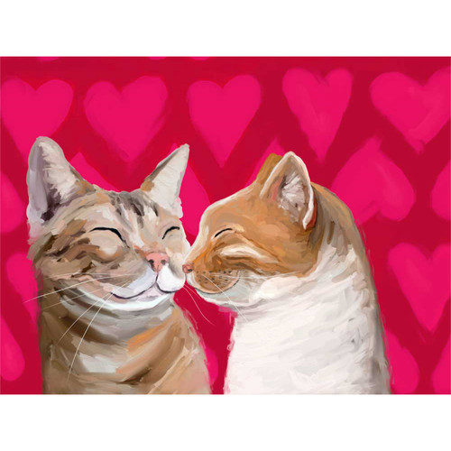 Valentine Cat Pair Stretched Canvas Wall Art