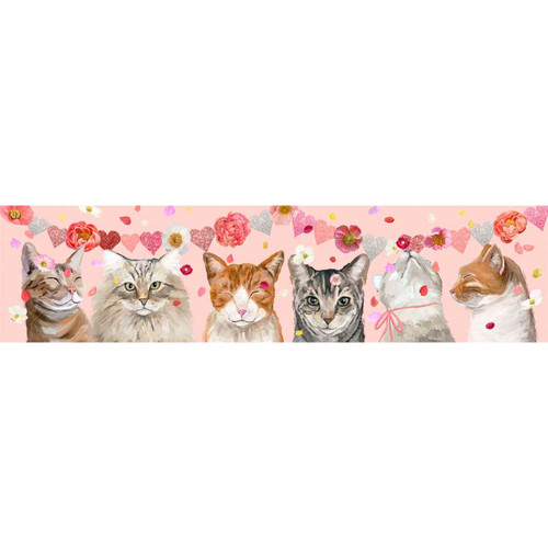 Valentine Cats - Pink Stretched Canvas Wall Art