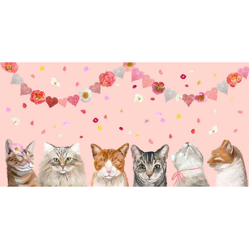 Valentine Cat Group Stretched Canvas Wall Art