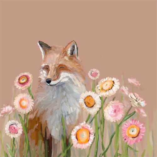 Wildflower Fox Stretched Canvas Wall Art