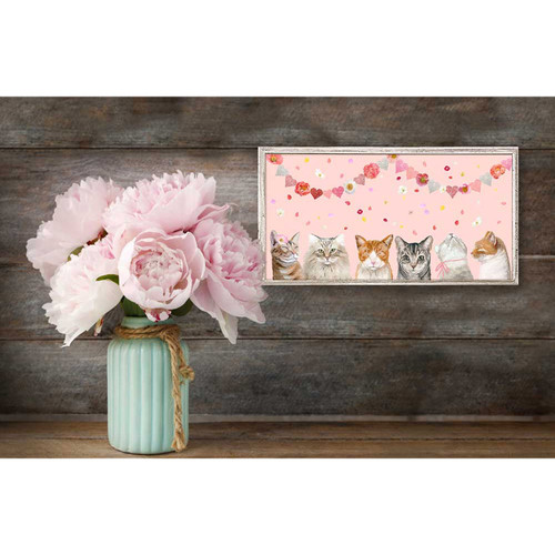 Valentine Cat Group Mini Framed Canvas