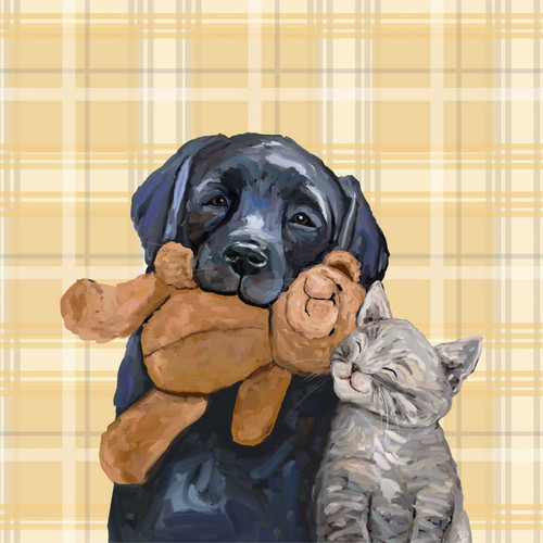 Best Buddies Yellow Stretched Canvas Wall Art