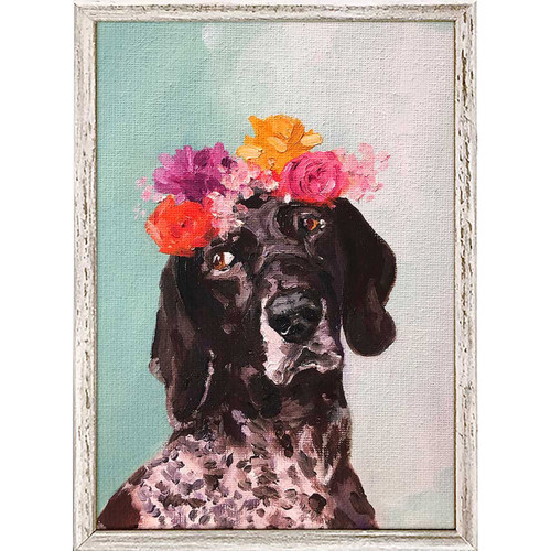 Blossom Hound Mini Framed Canvas