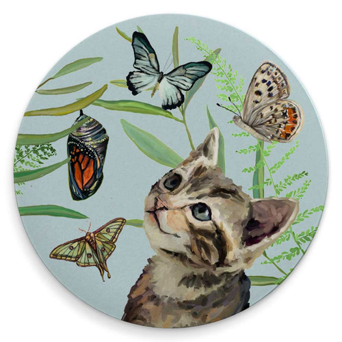 Butterfly And Kitten Friends - 4 Coaster