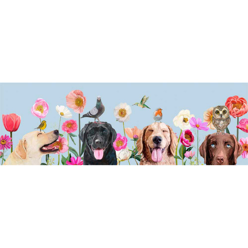 Dogs And Birds Stretched Canvas Wall Art