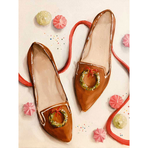 Gingerbread Shoes Stretched Canvas Wall Art