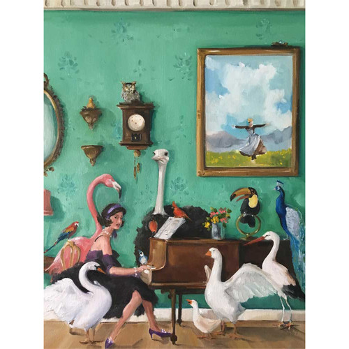 Musical Birds Stretched Canvas Wall Art