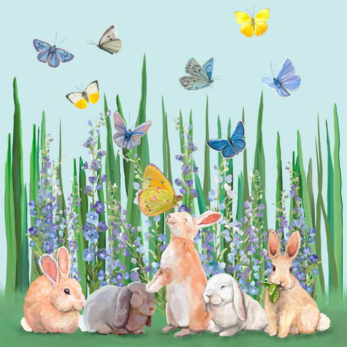Springtime Bunnies Stretched Canvas Wall Art