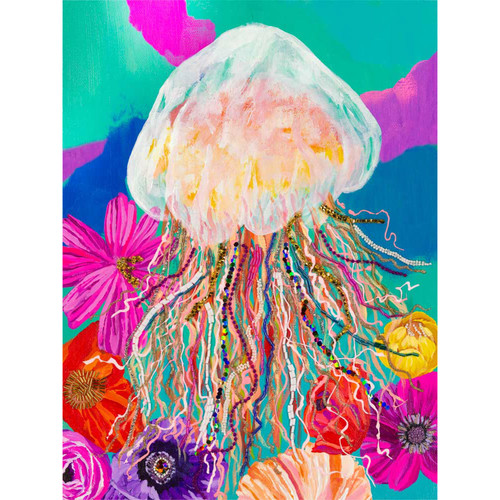 Vibrant Jellyfish Stretched Canvas Wall Art