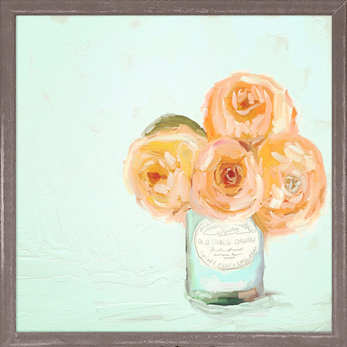 Apricot Roses Mini Framed Canvas