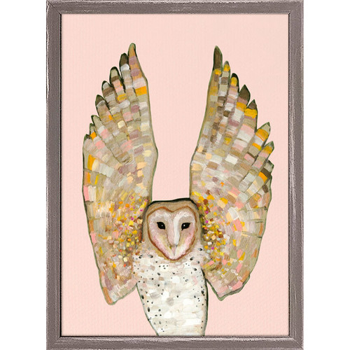 Barn Owl On Coral Mini Framed Canvas