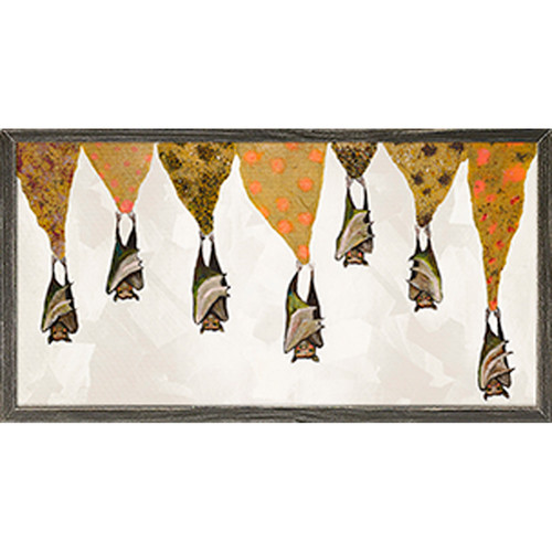 Bats On Sparkly Stalactites - Cream Mini Framed Canvas