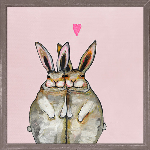 Bunny Friends - Pale Pink Mini Framed Canvas