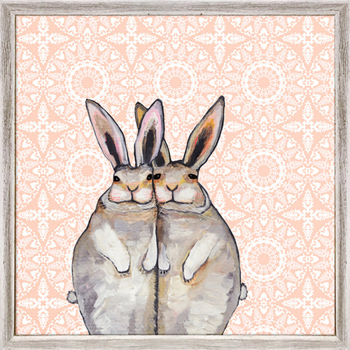 Bunny Friends On Bohemian Pattern Mini Framed Canvas