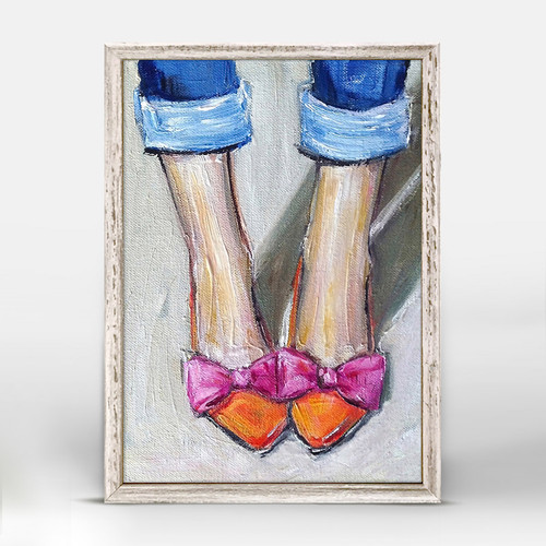 Bows Toes Shoes Mini Framed Canvas