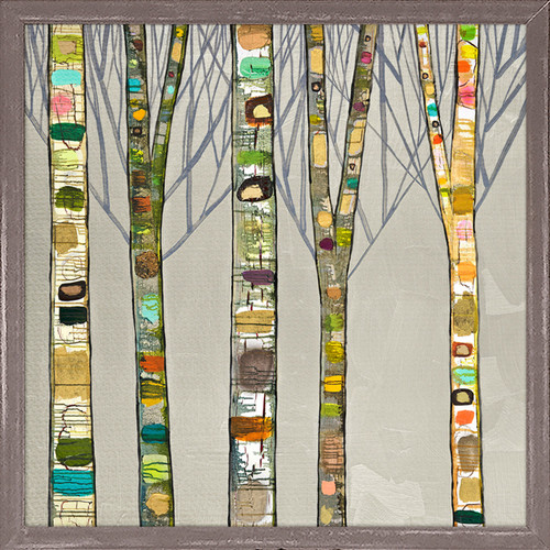 Birch Trees on Silver Mini Framed Canvas