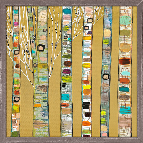 Birch Trees on Gold Mini Framed Canvas