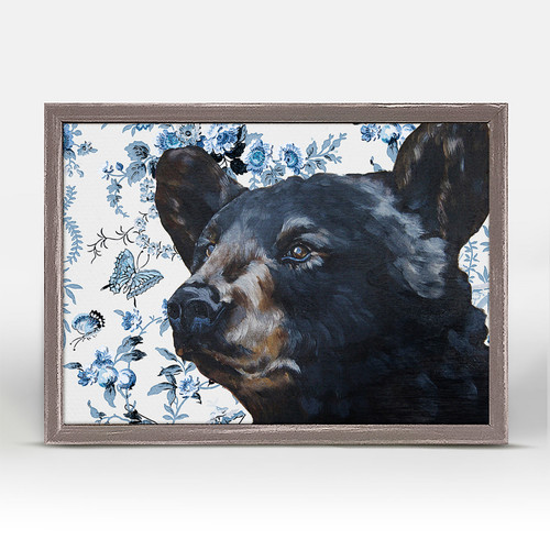 Black Bear On Chinoiserie Mini Framed Canvas