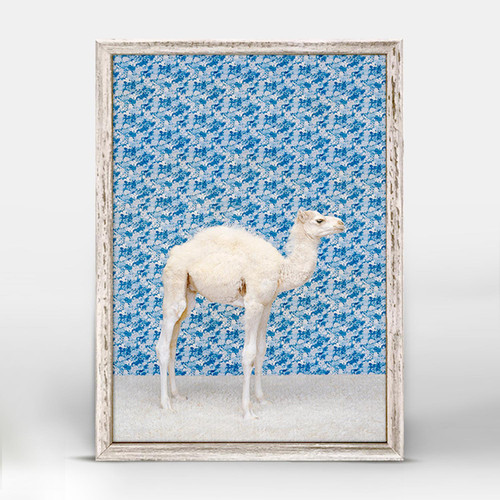 Camel On Blue Mini Framed Canvas