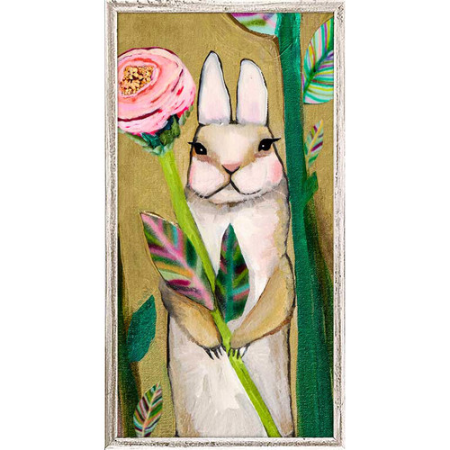 Carrot Cake Bunny Holding Flower Mini Framed Canvas