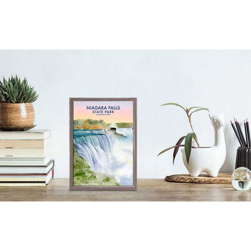 Lovely Landscapes - Niagara Falls With Text Mini Framed Canvas