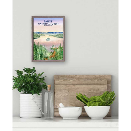 Lovely Landscapes - Lake Tahoe With Text Mini Framed Canvas