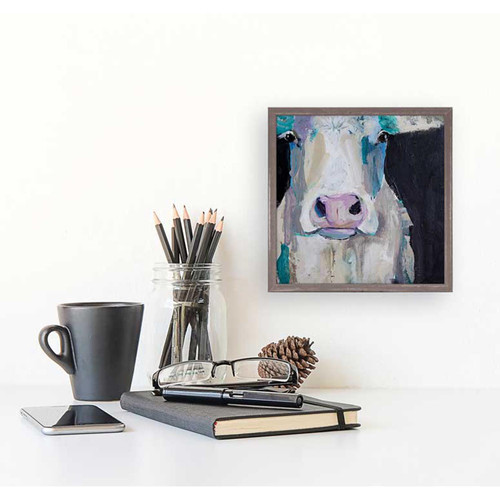 Cow Close Up Mini Framed Canvas