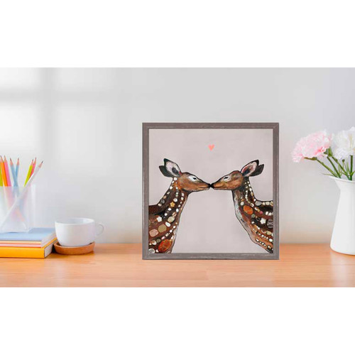 Deer Love - Heart Neutral Mini Framed Canvas