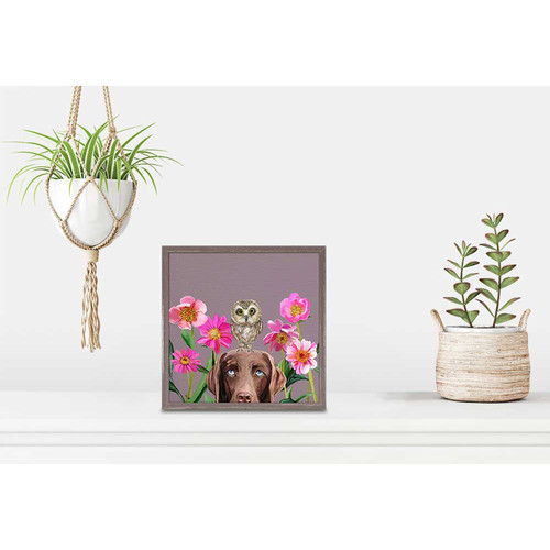 Dogs And Birds - Chocolate Lab Mini Framed Canvas