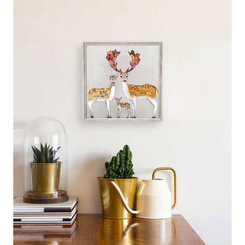 Fallow Deer Family - Neutral Mini Framed Canvas